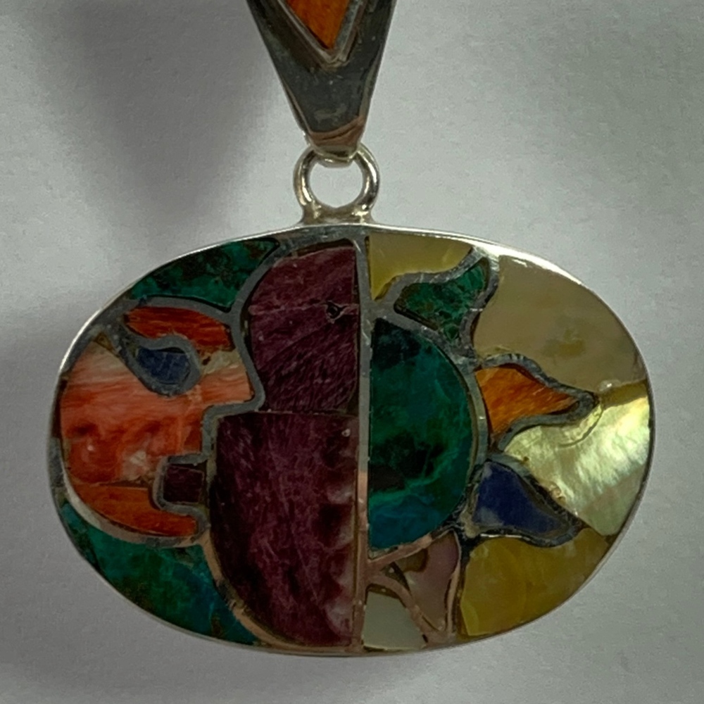 950 Silver Pendant with natural stones- Handmade